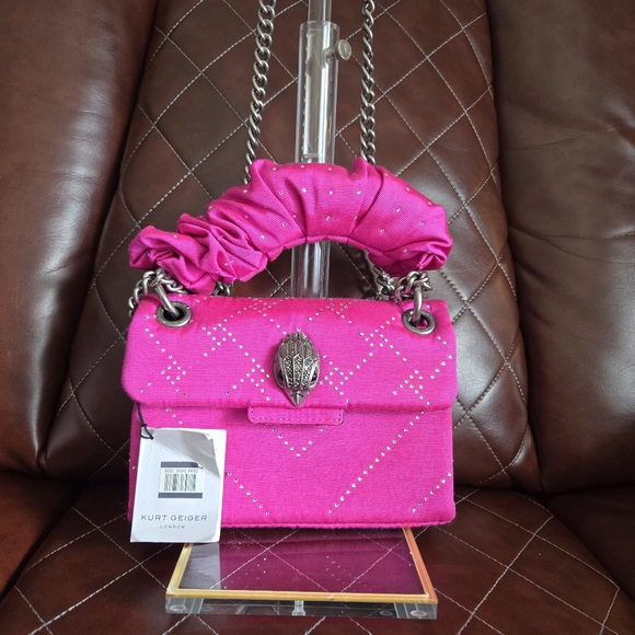 Kurt Geiger Handbags - Kurt Geiger Fuchsia Hand Bag with Gun Metal Accents NWT